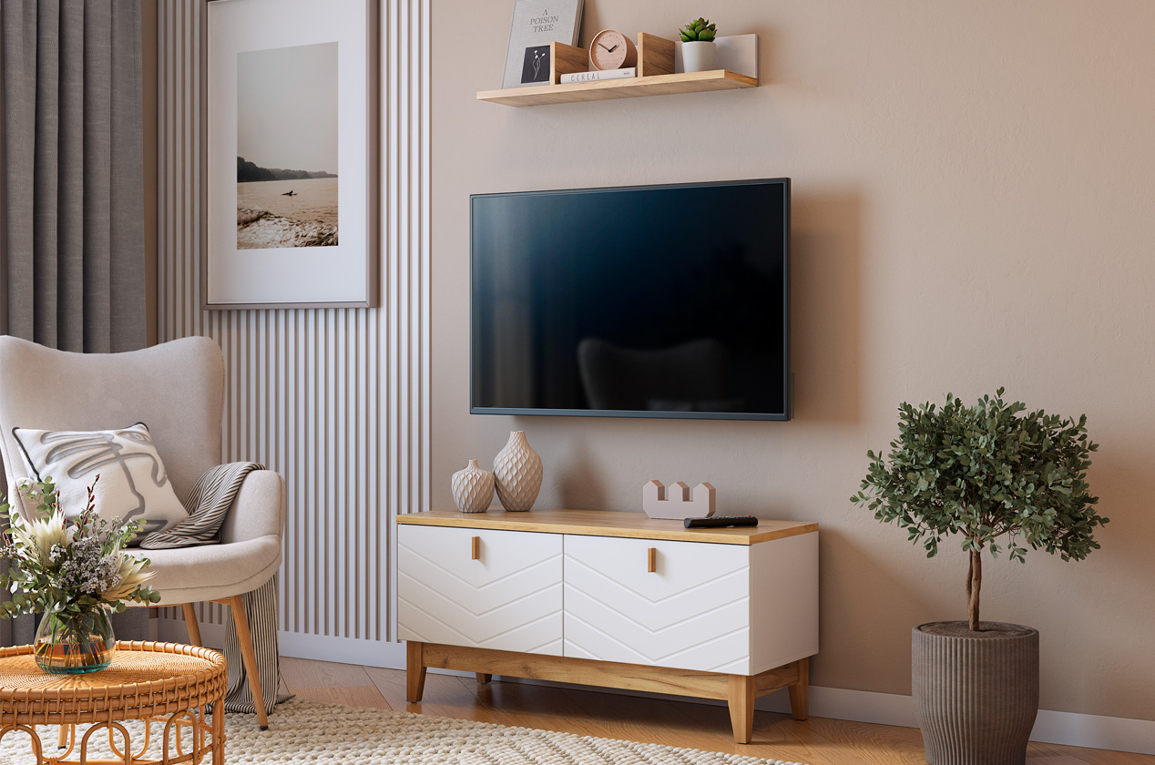 Тумба  Хюгге белое дерево/дуб крафт золотой/белый матовый Тумба  Хюгге белое дерево/дуб крафт золотой/белый матовый