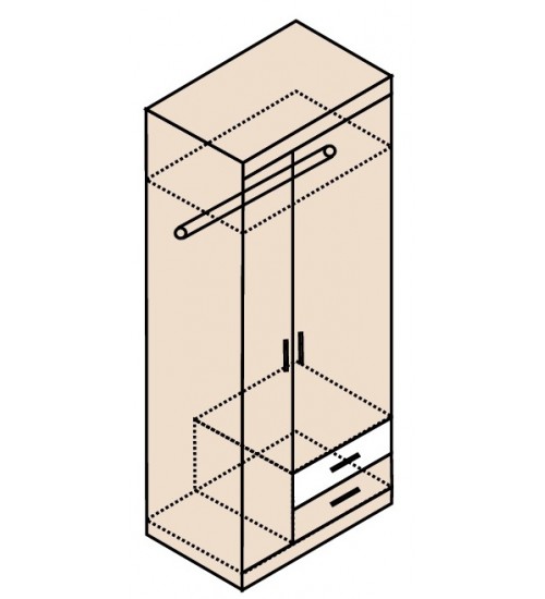 Ника Н10 Шкаф 2 дв для одежды лам.белый/дуб сонома Ника Н10 Шкаф 2 дв для одежды лам.белый/дуб сонома