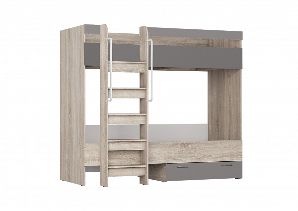 Кровать 2х-ярусн Серый графит/Дуб Крафт Серый Кровать 2х-ярусн Серый графит/Дуб Крафт Серый