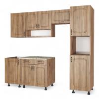 Кухня Комплект №4  Дуб крафт табачн./Орех антик (столеш Версаль, без мойки) 1,8м  Кухня Комплект №4  Дуб крафт табачн./Орех антик (столеш Версаль, без мойки) 1,8м