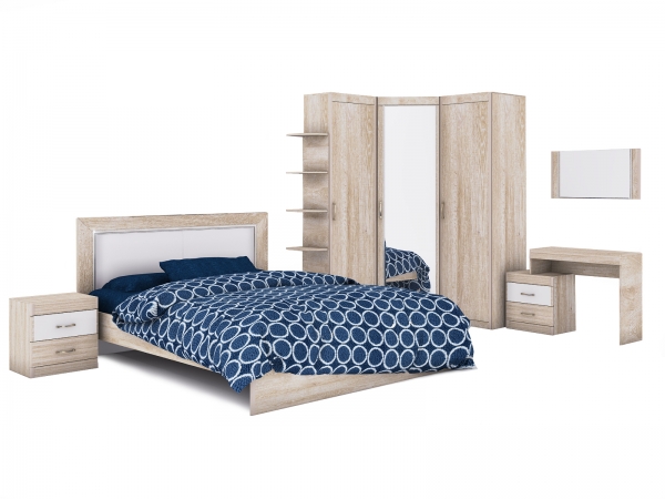 Ника Н7 Шкаф угловой с зеркалом лам.белый/дуб сонома Ника Н7 Шкаф угловой с зеркалом лам.белый/дуб сонома