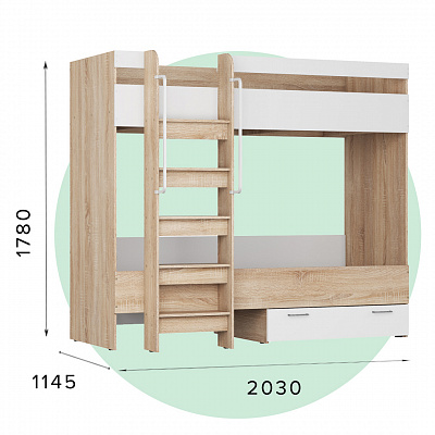 Кровать 2х-ярусн Серый графит/Дуб Крафт Серый Кровать 2х-ярусн Серый графит/Дуб Крафт Серый
