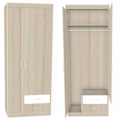 Ника Н10 Шкаф 2 дв для одежды лам.белый/дуб сонома Ника Н10 Шкаф 2 дв для одежды лам.белый/дуб сонома