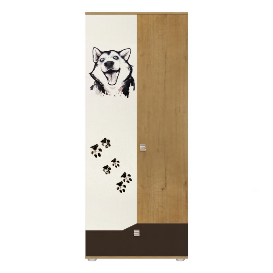 Фрэнд Шкаф плательный (Дуб Бунратти/Белый/Скала/фотопеч Фрэнд Шкаф плательный (Дуб Бунратти/Белый/Скала/фотопеч