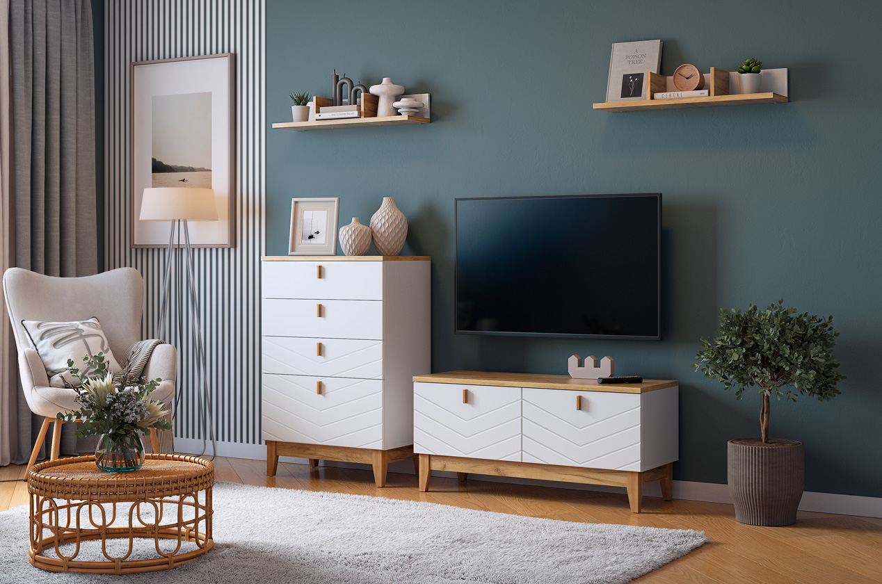 Шкаф двухдверный Хюгге белое дерево/дуб крафт золотой/белый матовый Шкаф двухдверный Хюгге белое дерево/дуб крафт золотой/белый матовый