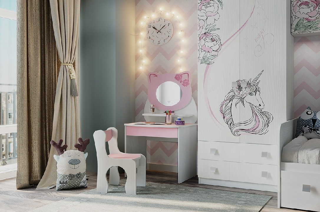 Набор детский Котенок Белый рамух/Розовый Набор детский Котенок Белый рамух/Розовый