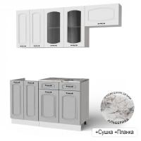 Кухня РАВЕННА Анкор светлый/Дуб светл/Дуб дымчат (Столешница Альберика+сушка+планка) 