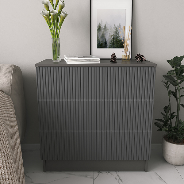 Комод К-54 3 ящ. Эйхория/Серый графит Комод К-54 3 ящ. Эйхория/Серый графит