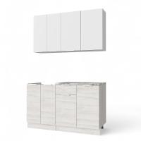 Кухня РЕГГИ Белый Жемчуг/Сосна Лофт (столеш.Альберика+сушка+планка) 1.4м 