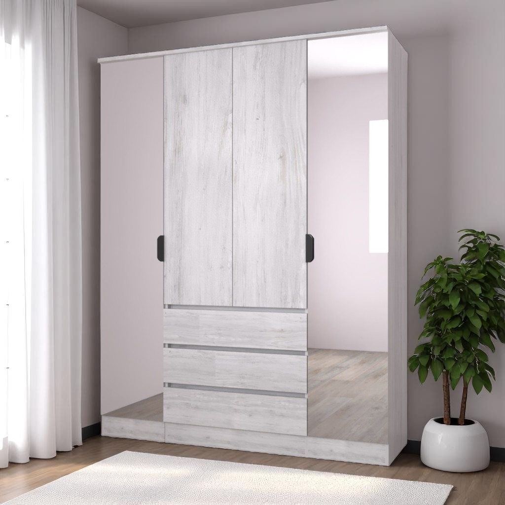 Шкаф ВЕНСЕН Сосна Лофт 4-х дв., 3 ящ, Зеркало / Сосна Лофт  Шкаф ВЕНСЕН Сосна Лофт 4-х дв., 3 ящ, Зеркало / Сосна Лофт