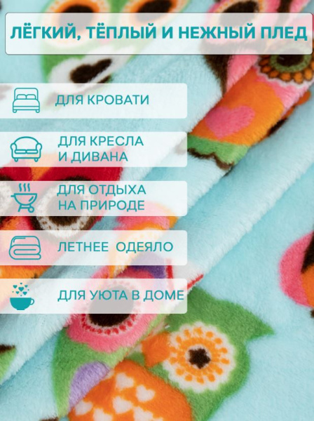 Плед Texrepublic фл печатный скрутка 2 сп,180*200,64218