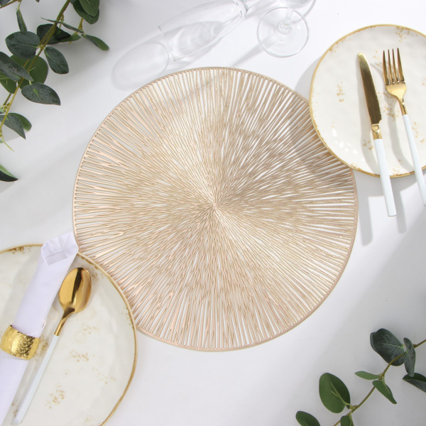 Салфетка сервировочная Доляна цв.золото, d 38 см    Салфетка сервировочная Доляна цв.золото, d 38 см