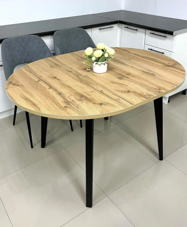 Стол Ориент D980(305),Пластик, Дуб вотан, подстолье дерево, эмаль черная Стол Ориент D980(305),Пластик, Дуб вотан, подстолье дерево, эмаль черная