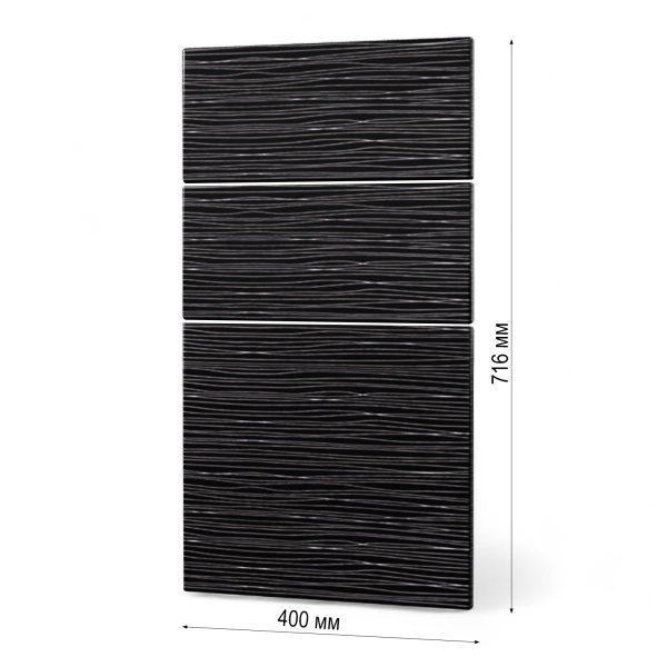 Фасад ЧЕРНЫЙ СТРАЙП 3 ящика 400  Фасад ЧЕРНЫЙ СТРАЙП 3 ящика 400