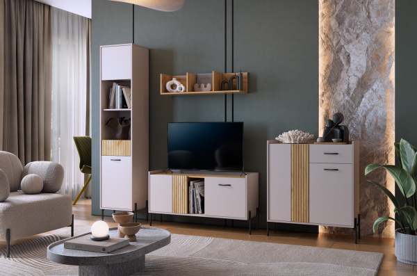 Гостиная Доминика К3(2620*350*1950)кашемир/дуб крафт золотой Гостиная Доминика К3(2620*350*1950)кашемир/дуб крафт золотой