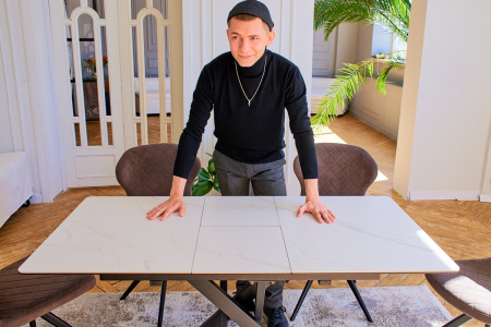 Стол Касабланка-1С PVC  WHITE MARBLE/черный Стол Касабланка-1С PVC  WHITE MARBLE/черный