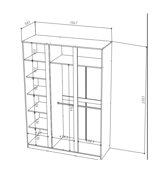 STERN Шкаф 3-х дверный с зеркалом Дуб Вотан STERN Шкаф 3-х дверный с зеркалом Дуб Вотан
