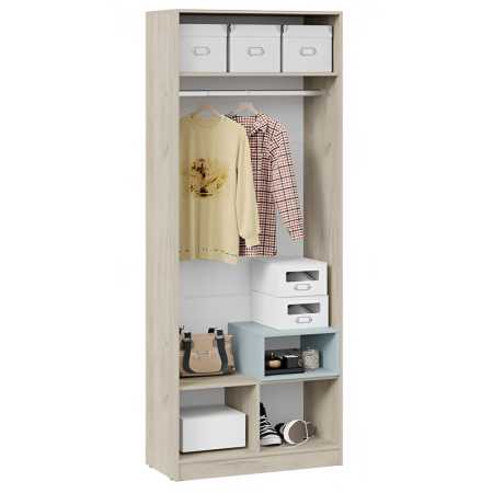 Оливер Шкаф для одежды (Дуб Крафт серый/Белый/Серо-голубой