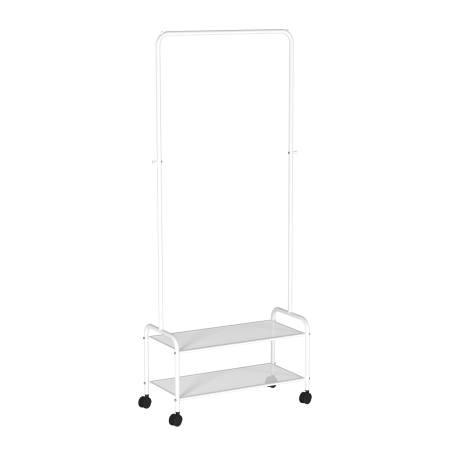 Вешалка гардеробная "Валенсия 22М" с двумя полками на колесах Белый 