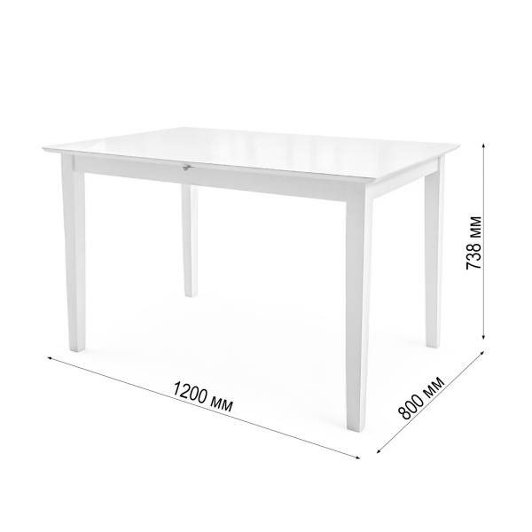 Стол Miami Extension-SW00808, Белый, 1200(+300)*800*738  Стол Miami Extension-SW00808, Белый, 1200(+300)*800*738