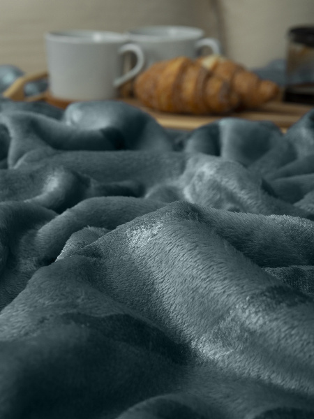 Плед Texrepublic фланель однотон страйп Бирюза 150*200  Плед Texrepublic фланель однотон страйп Бирюза 150*200