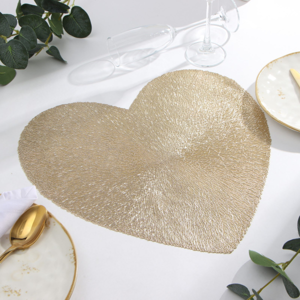 Салфетка сервировочная Доляна сердце цв.золото, d 38 см Салфетка сервировочная Доляна сердце цв.золото, d 38 см