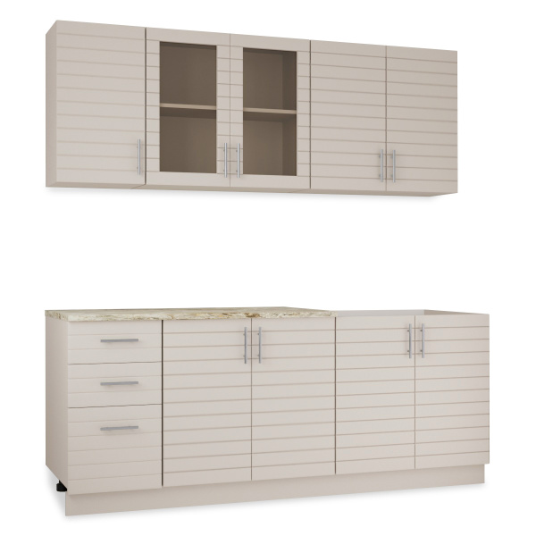 Кухня Комплект №9 Кашемир/Кашемир (столеш Версаль без мойки) 2,0м  Кухня Комплект №9 Кашемир/Кашемир (столеш Версаль без мойки) 2,0м