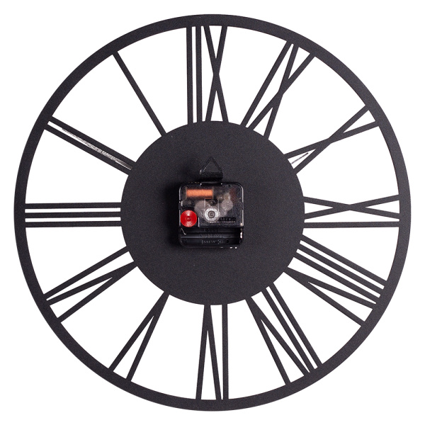3532-003B Часы настенные из металла, d=35 см, чёрный "Рим"  3532-003B Часы настенные из металла, d=35 см, чёрный "Рим"