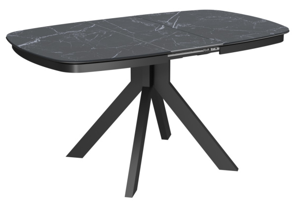 Стол Сохо-2С 120х90 (+32) (царга Черный/МДФ+PVC Черный/Black marble), нога №111Q черный Стол Сохо-2С 120х90 (+32) (царга Черный/МДФ+PVC Черный/Black marble), нога №111Q черный