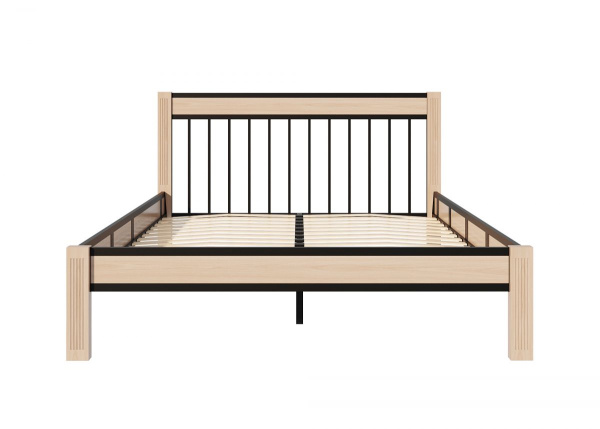 Кровать АГАТА КМД 36 160*200 черный/натуральный (с основанием) Кровать АГАТА КМД 36 160*200 черный/натуральный (с основанием)