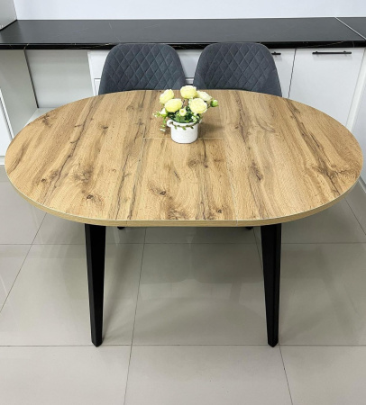 Стол Ориент D980(305),Пластик, Дуб вотан, подстолье дерево, эмаль черная Стол Ориент D980(305),Пластик, Дуб вотан, подстолье дерево, эмаль черная