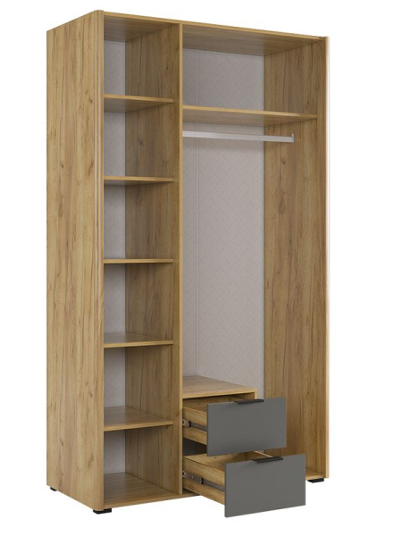 Шкаф 3-х дверный Адам Дуб крафт золотой/Графит