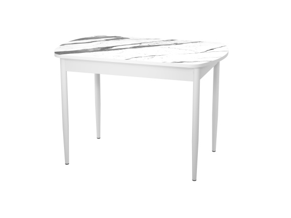 Стол Фаворит раздвижной Мрамор белый/конус белый  Стол Фаворит раздвижной Мрамор белый/конус белый