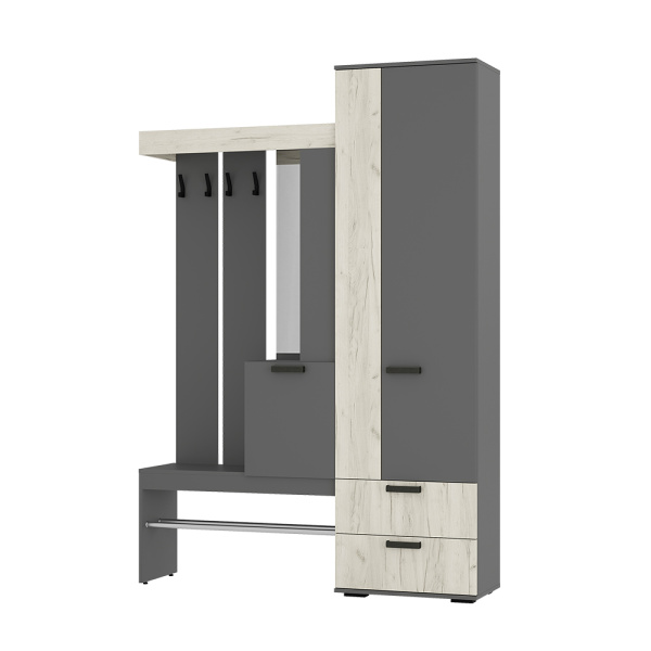 Прихожая Трамп Графит/дуб крафт белый