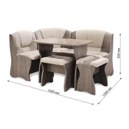 Обеденная группа "Комфорт", анкор темный/ткань в ассорт. (скамья, стол, табурет) Обеденная группа "Комфорт", анкор темный/ткань в ассорт. (скамья, стол, табурет)