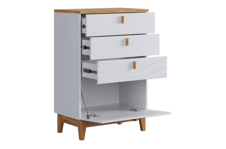 Комод Хюгге белое дерево/дуб крафт золотой/белый матовый Комод Хюгге белое дерево/дуб крафт золотой/белый матовый