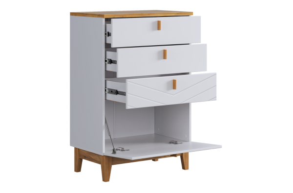 Комод Хюгге белое дерево/дуб крафт золотой/белый матовый Комод Хюгге белое дерево/дуб крафт золотой/белый матовый