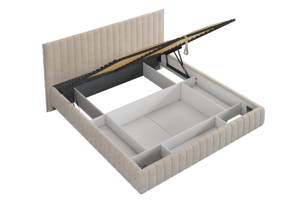 Кровать Твикс с подъемным механизмом  180х200 см (крем (велюр)) Кровать Твикс с подъемным механизмом  180х200 см (крем (велюр))