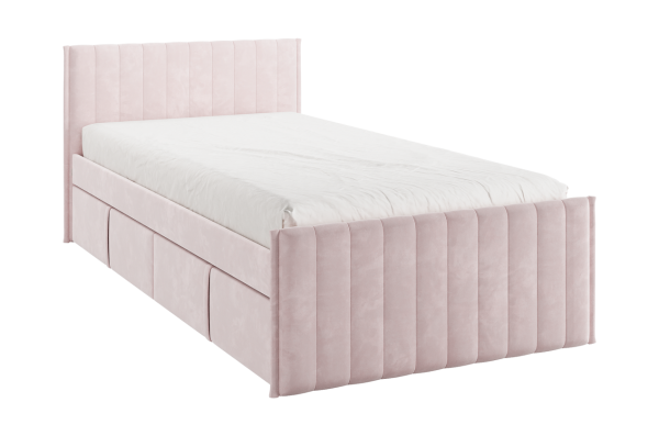 Кровать с ящиками Твикс 90х200 см (нежно-розовый (велюр)) Кровать с ящиками Твикс 90х200 см (нежно-розовый (велюр))