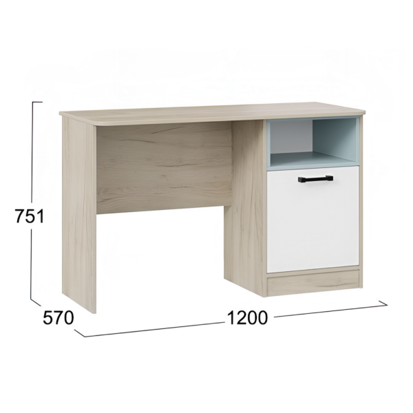 Оливер Стол письменный Тип 1 (Дуб Крафт серый/Белый/Серо-голубой) Оливер Стол письменный Тип 1 (Дуб Крафт серый/Белый/Серо-голубой)