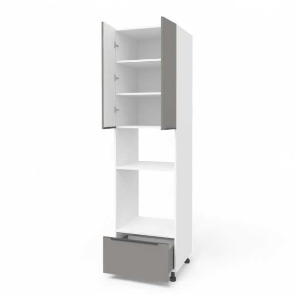 Пенал Катания  под духовой шкаф+микроволновку 600 Белый жемчуг/EVO Тёмно-серый МАТОВЫЙ  Пенал Катания  под духовой шкаф+микроволновку 600 Белый жемчуг/EVO Тёмно-серый МАТОВЫЙ