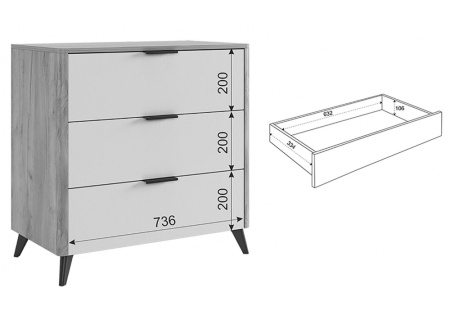 Адам Комод дуб крафт золотой/графит Адам Комод дуб крафт золотой/графит