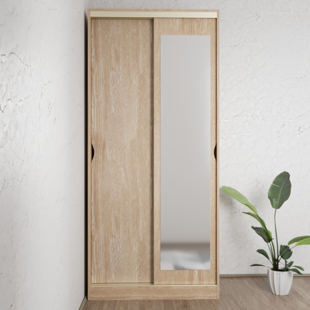 Шкаф-купе Клэр с зеркалом 1000х600х2200 Дуб Сонома Шкаф-купе Клэр с зеркалом 1000х600х2200 Дуб Сонома