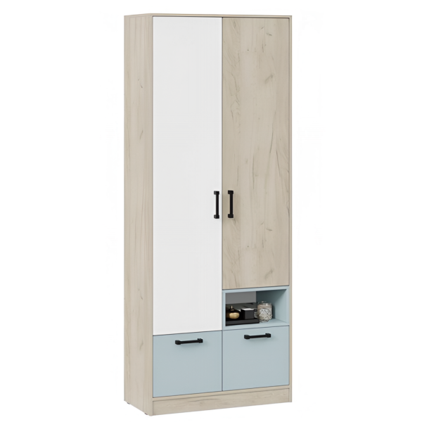 Оливер Шкаф для одежды (Дуб Крафт серый/Белый/Серо-голубой Оливер Шкаф для одежды (Дуб Крафт серый/Белый/Серо-голубой