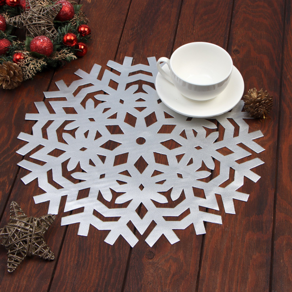 Салфетка сервировочная Доляна Снежинка цв.серебро, d 38 Салфетка сервировочная Доляна Снежинка цв.серебро, d 38