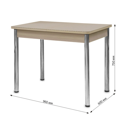 Стол Айсберг-мини СТ,960(1260),ЛДСП Дуб молоч,Стекло Капучино,СОЗВЕЗДИЕ/нога ПРЯМА хром 4 Стол Айсберг-мини СТ,960(1260),ЛДСП Дуб молоч,Стекло Капучино,СОЗВЕЗДИЕ/нога ПРЯМА хром 4