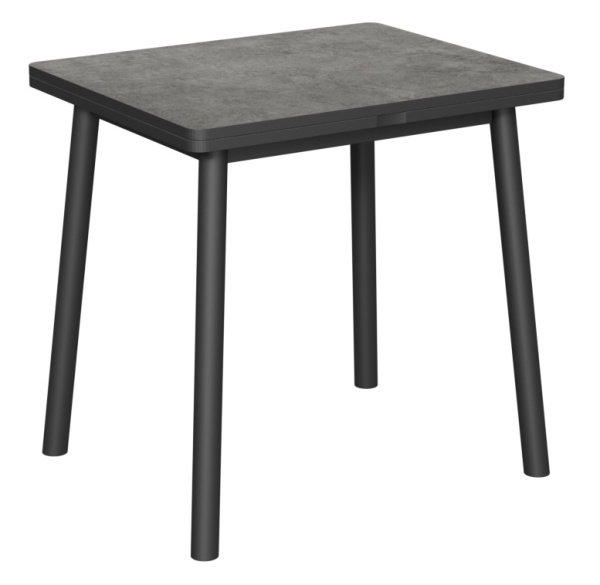 Стол  Дакар-1L New 80*65(+65) царга Чёрный/ ЛДСП серый камень+нога №15 черный Стол  Дакар-1L New 80*65(+65) царга Чёрный/ ЛДСП серый камень+нога №15 черный