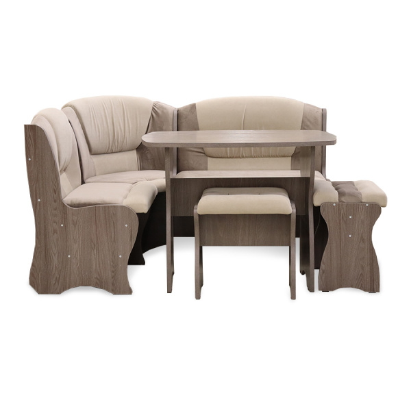 Обеденная группа "Комфорт", анкор темный/ткань в ассорт. (скамья, стол, табурет) Обеденная группа "Комфорт", анкор темный/ткань в ассорт. (скамья, стол, табурет)