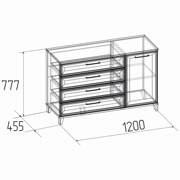 AURELIO 455 Комод Белый/Блеквуд Сатиновый/ AURELIO 455 Комод Белый/Блеквуд Сатиновый/