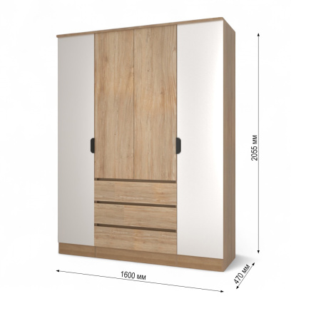 Шкаф ВЕНСЕН Дуб сонома 4-х дв., 3 ящ, Зеркало/ Дуб Сонома Шкаф ВЕНСЕН Дуб сонома 4-х дв., 3 ящ, Зеркало/ Дуб Сонома